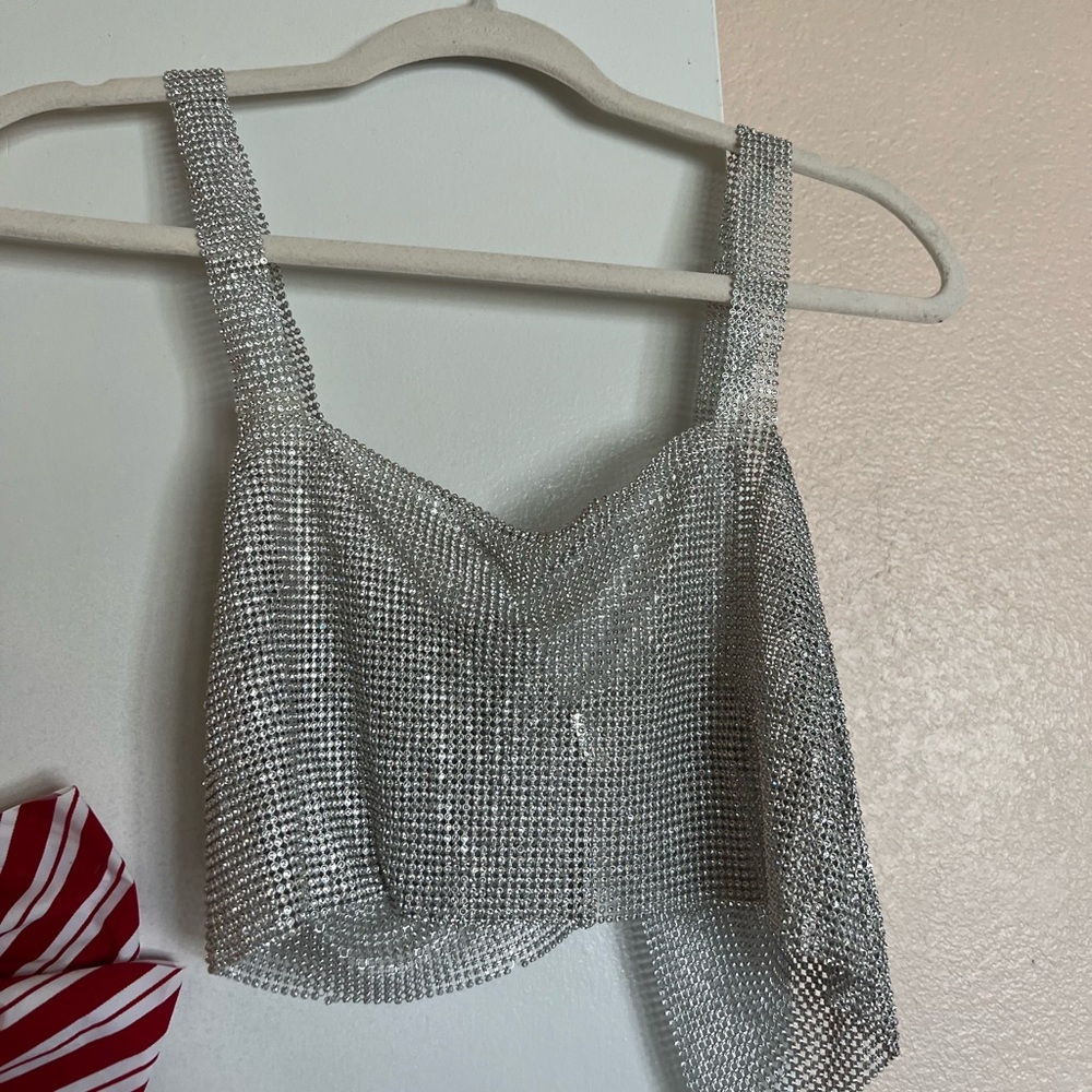 Rine stone crop top